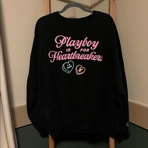 Playboy Black Heartbreakers Sweatshirt Size Large Oversized